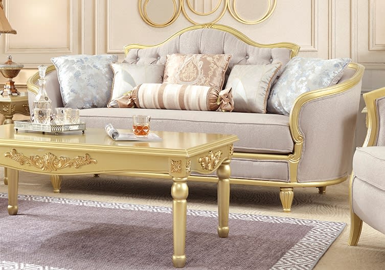 Victoria Metallic Gold Upholstered Sofa by Homey Design - HD-710-S