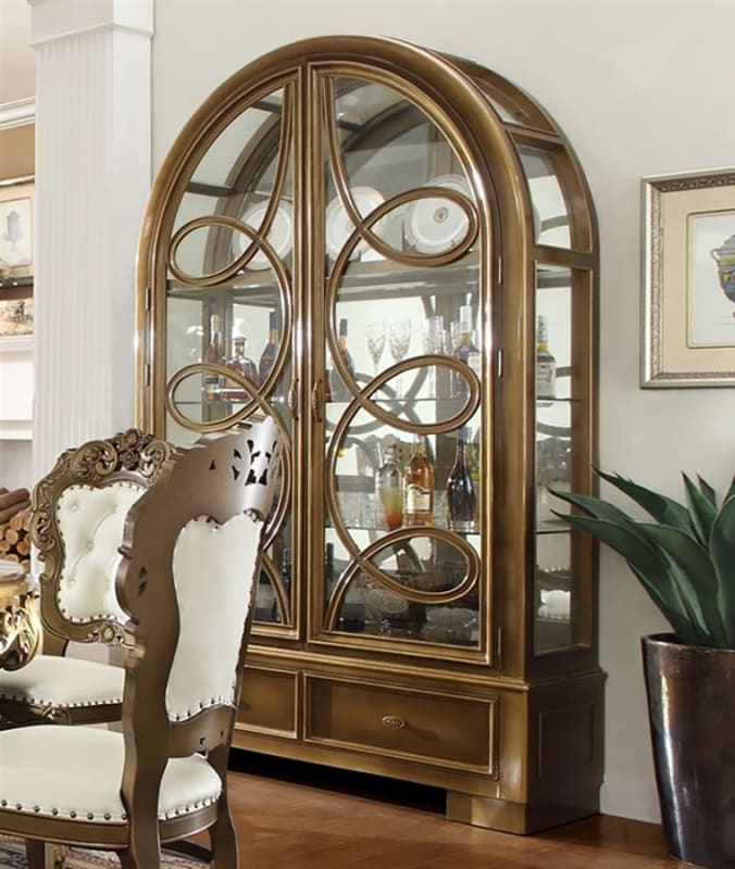 China Curio in Met Ant Gold and Perfect Brown Finish by Homey Design - HD-8008-Curio