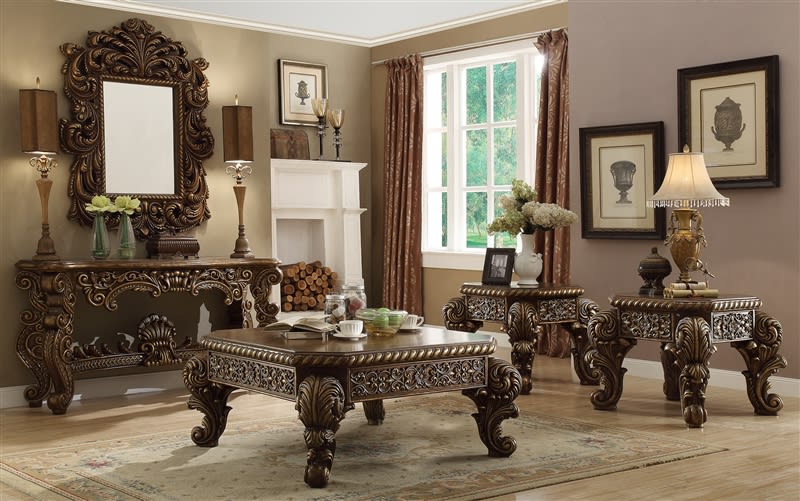 Vienna Mansion Euro Wood 3 Piece Occasional Table Set by Homey Design - HD-8011-OT