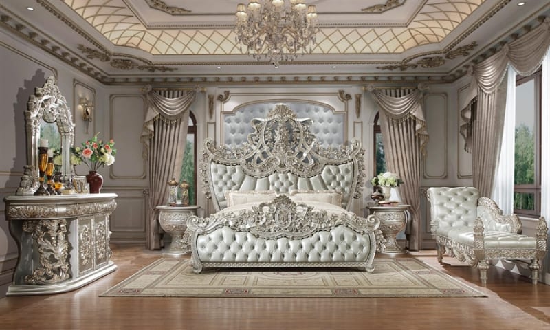 Luxurious Carved Button Tufted 6 Piece Bedroom Set by Homey Design