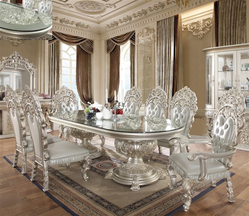 Decorative Double Pedestal 7 Piece Rectangle Dining Room Set by Homey Design - HD-8088-DT
