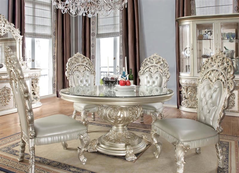Decorative Pedestal 5 Piece Round Dining Room Set by Homey Design - HD-8088-DT-R