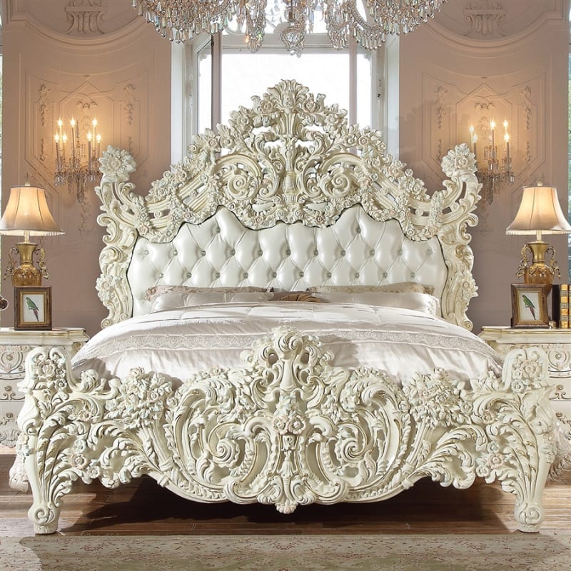 Victorian Carved Frame Tufted Bed by Homey Design - HD-8089-B