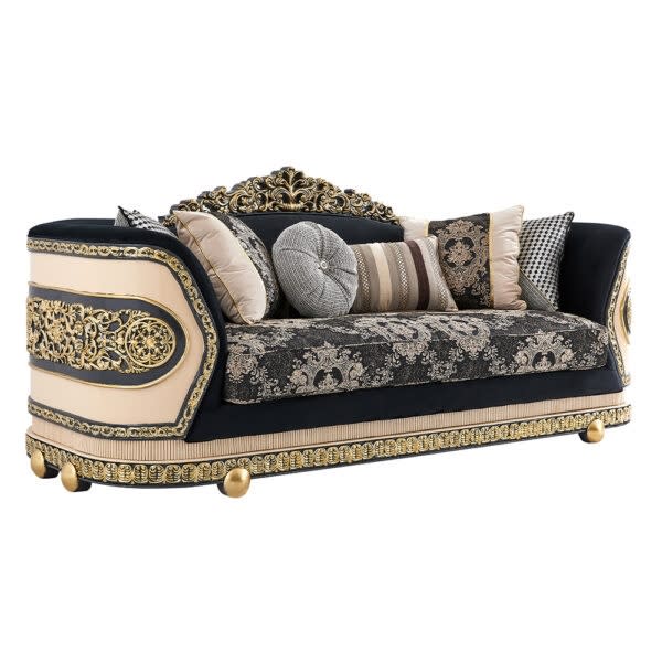 Sofa in Classic Black and Gold&nbsp;Finish by Homey Design - HD-9012-S