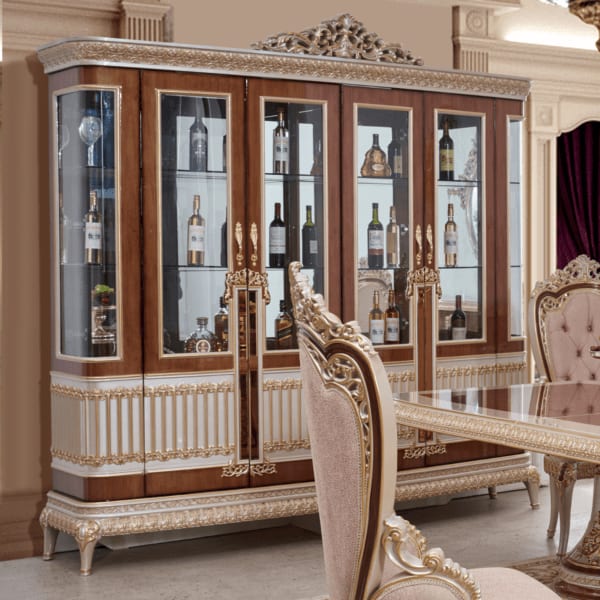 China Cabinet in Gold/Cherry/Pearl Finish by Homey Design - HD-9021-CB