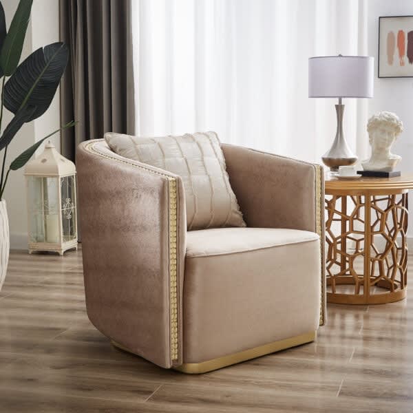 Upholstered Chair in Neutral Beige Finish by Homey Design - HD-9040-C
