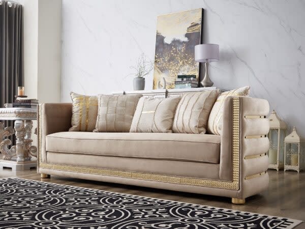 Upholstered Loveseat in Neutral Beige Finish by Homey Design - HD-9040-L