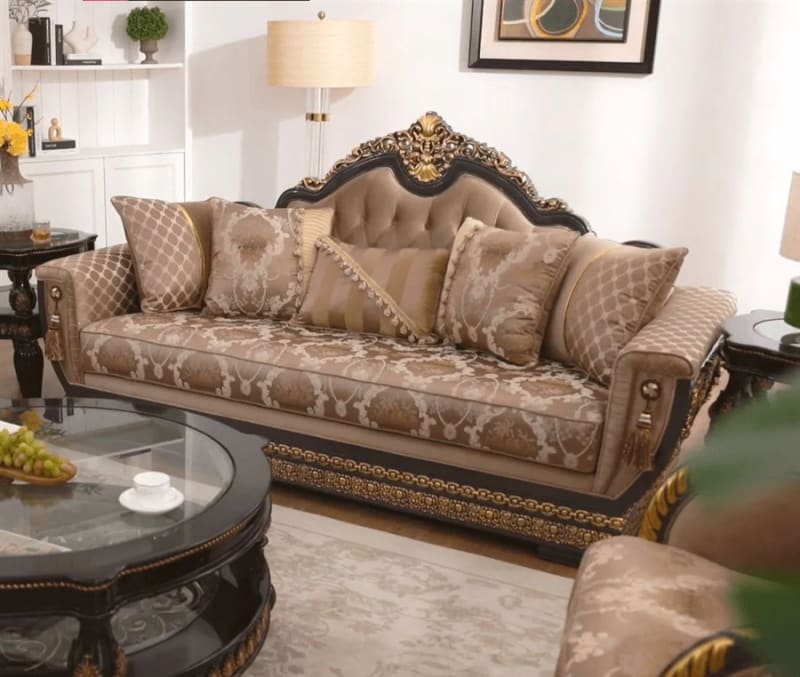 Classic European Sofa in Gold and Brown Finish by Homey Design - HD-9049-S