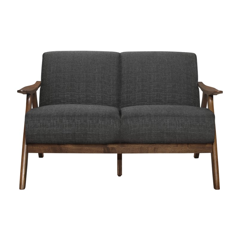 Damala Love Seat in Walnut & Dark Gray by Home Elegance - HEL-1138DG-2