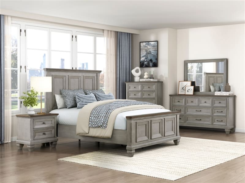 Renton 6 Piece Queen Bedroom Set in Brown and Antique Gray Finish by Home Elegance - HEL-1305