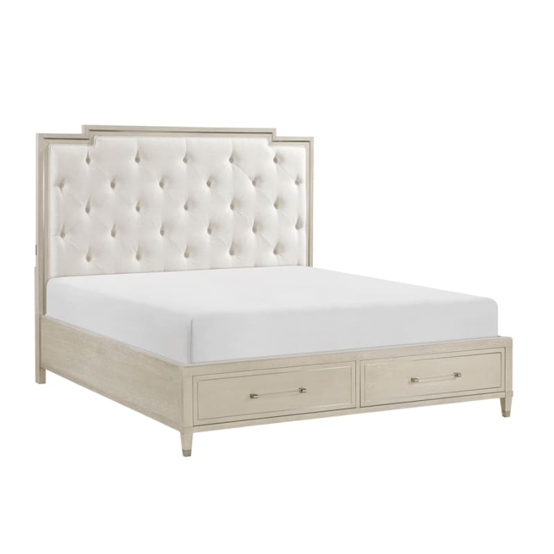 Genoa Queen Platform Bed in Light Oak Finish by Home Elegance - HEL-1312-1