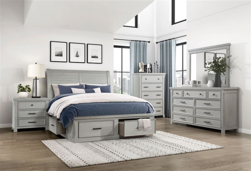 Willowbrook 6 Piece Platform Queen Bedroom Set in Light Gray Finish by Home Elegance - HEL-1337