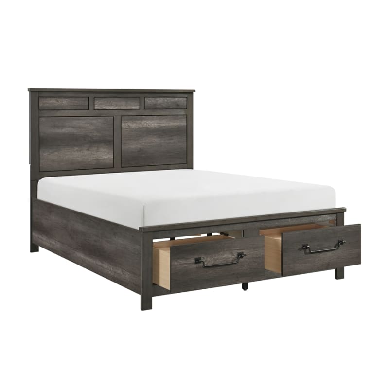 Lenior Queen Platform Storage Bed in Gray Finish by Home Elegance - HEL-1342-1
