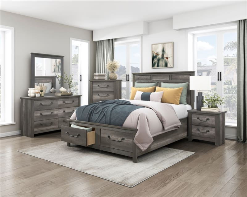Lenior 6 Piece Queen Bedroom Set in Gray Finish by Home Elegance - HEL-1342