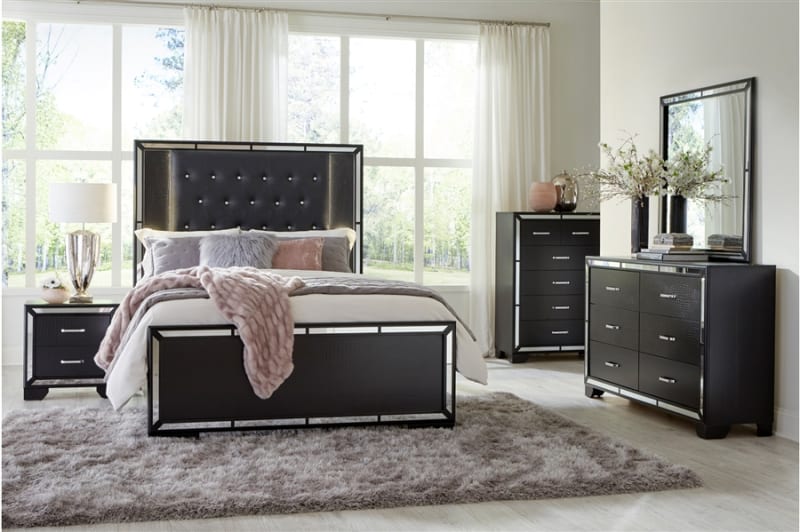 Aveline 6 Piece Bedroom Set in Black Finish by Home Elegance - HEL-1428BK-1-4