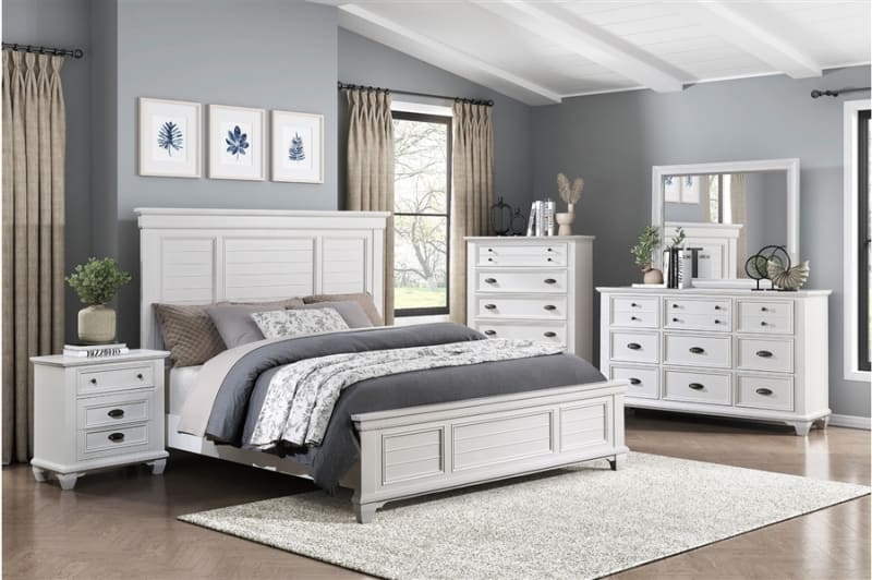 Mackinac Queen Bed in White Finish by Home Elegance - HEL-1454-1