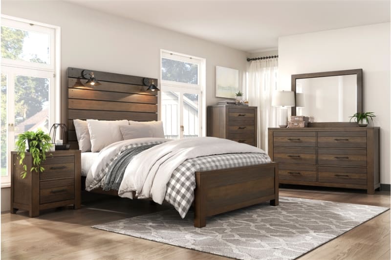 Conway 6 Piece Bedroom Set in Antique Brown Finish by Home Elegance - HEL-1497-1-4