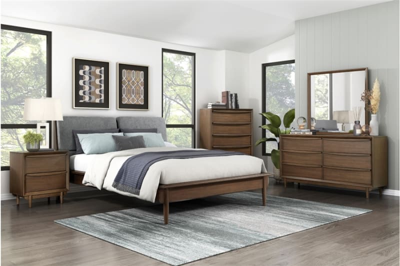 Astrid Queen Bed in Walnut Finish by Home Elegance - HEL-1501-1