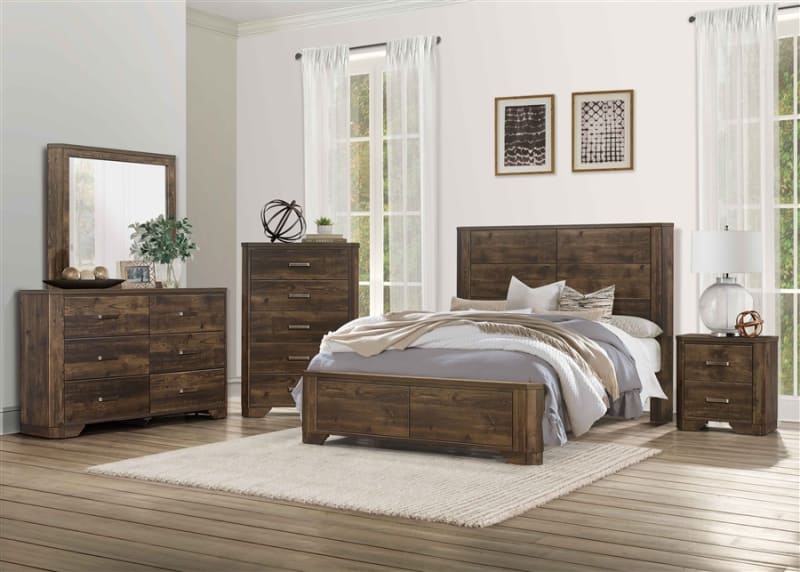 Jocelyn 6 Piece Bedroom Set in Rustic Brown by Home Elegance - HEL-1509-1-4
