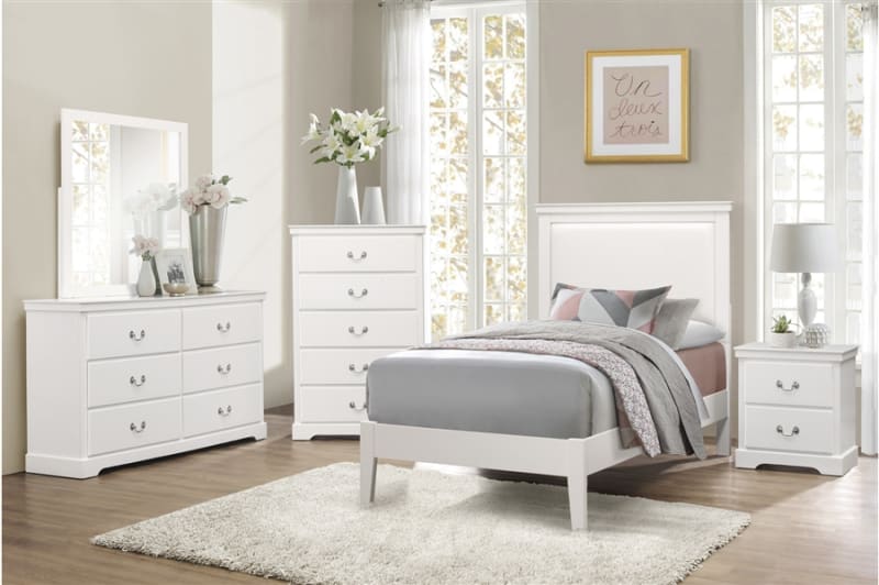 Seabright 4 Piece Youth Bedroom Set in White Finish by Home Elegance - HEL-1519WHT-1-4