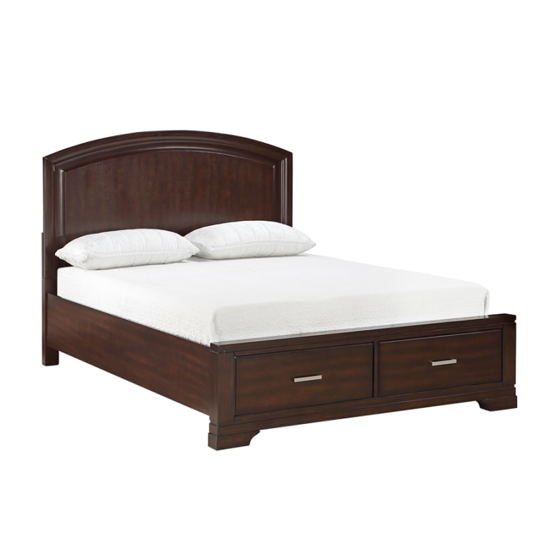 Hudson Footboard Storage Queen Platform Bed in Cherry Finish by Home Elegance - HEL-1520CH-1