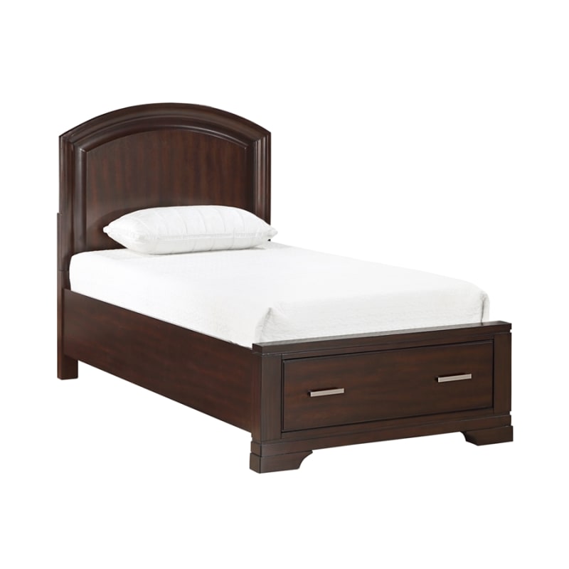 Hudson Footboard Storage Twin Platform Bed in Cherry Finish by Home Elegance - HEL-1520CHT-1