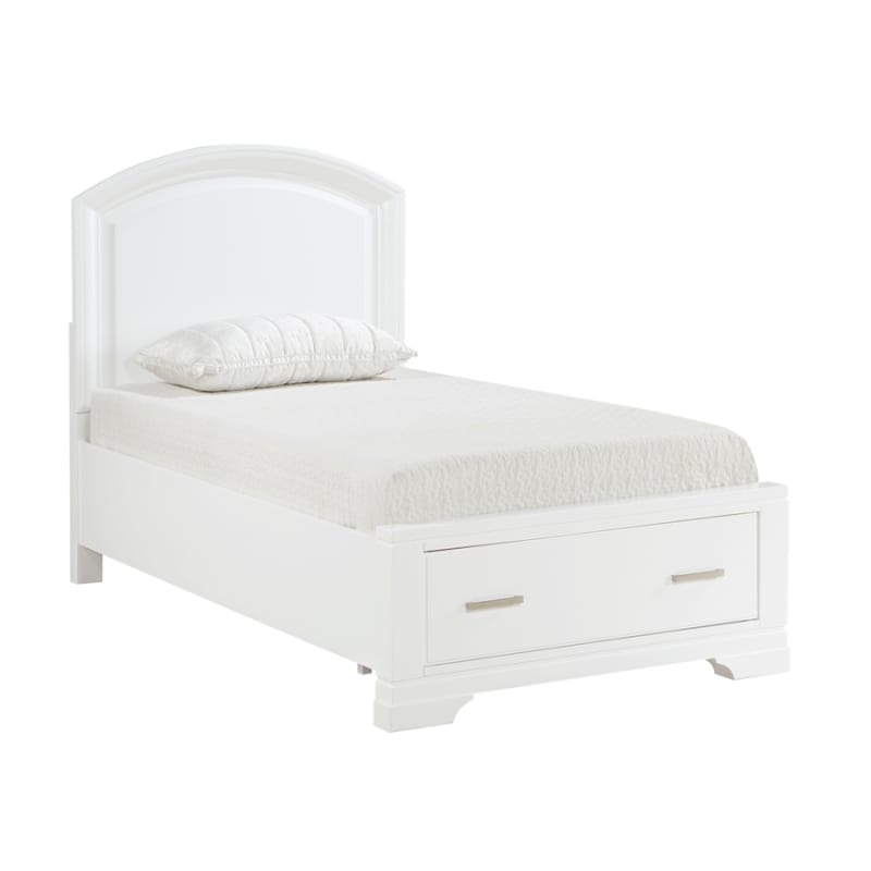 Hudson Footboard Storage Twin Platform Bed in White Finish by Home Elegance - HEL-1520WHT-1