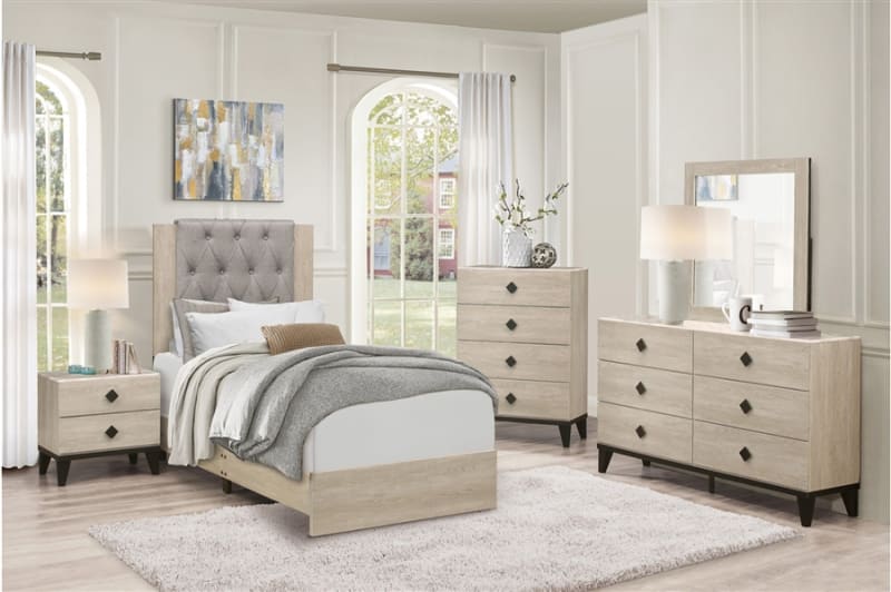 Whiting 4 Piece Youth Bedroom Set in Cream Finish by Home Elegance - HEL-1524T-1-4