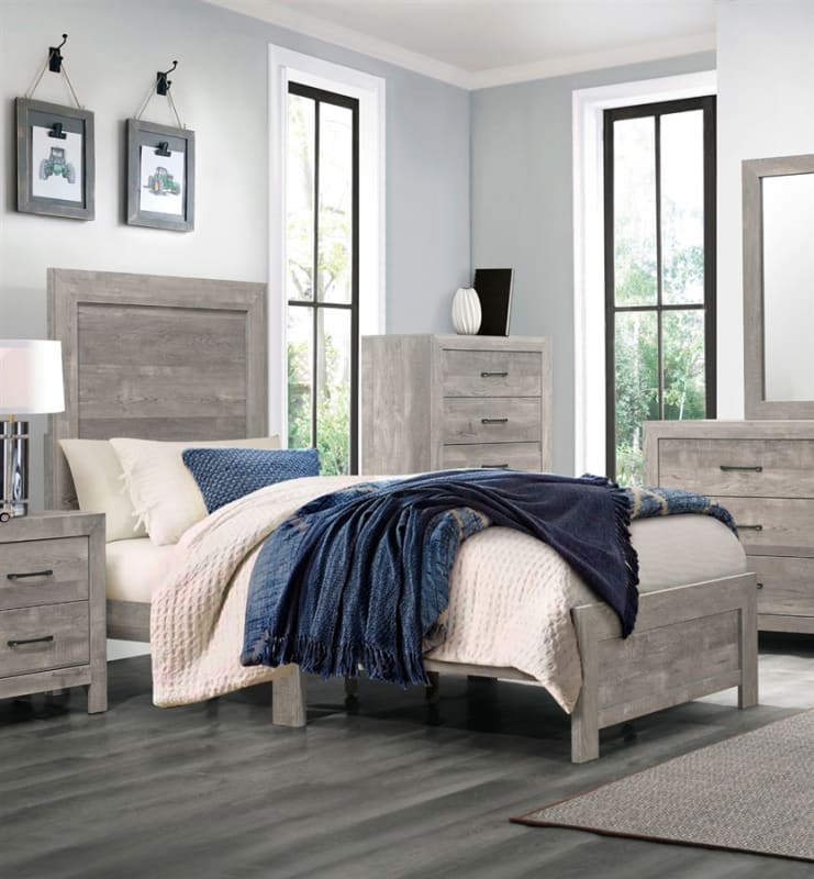 Corbin Twin Bed in Gray Finish by Home Elegance - HEL-1534GYT-1