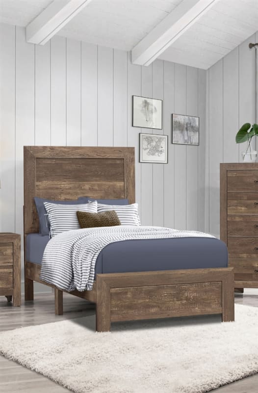 Corbin Twin Bed in Rustic Brown Finish by Home Elegance - HEL-1534T-1