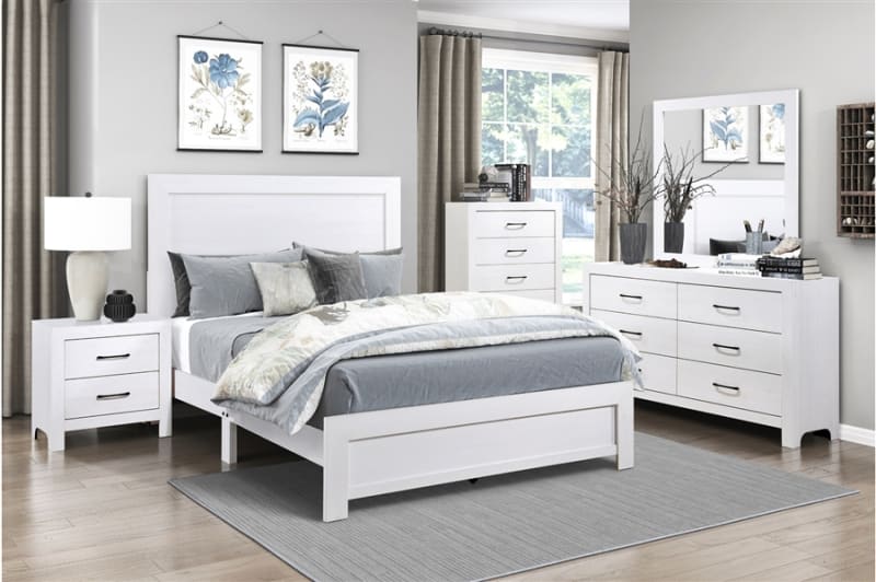 Corbin Queen Bed in White Finish by Home Elegance - HEL-1534WH-1
