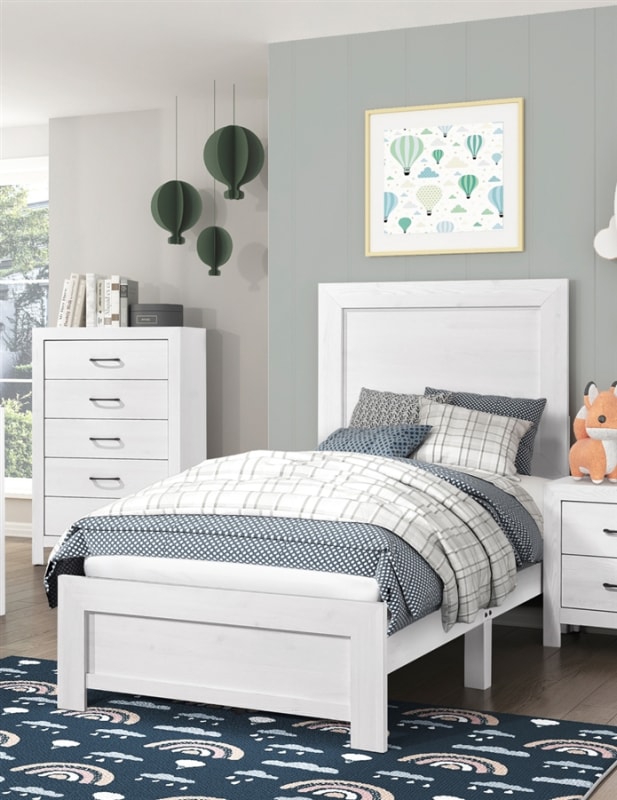 Corbin Twin Bed in White Finish by Home Elegance - HEL-1534WHT-1