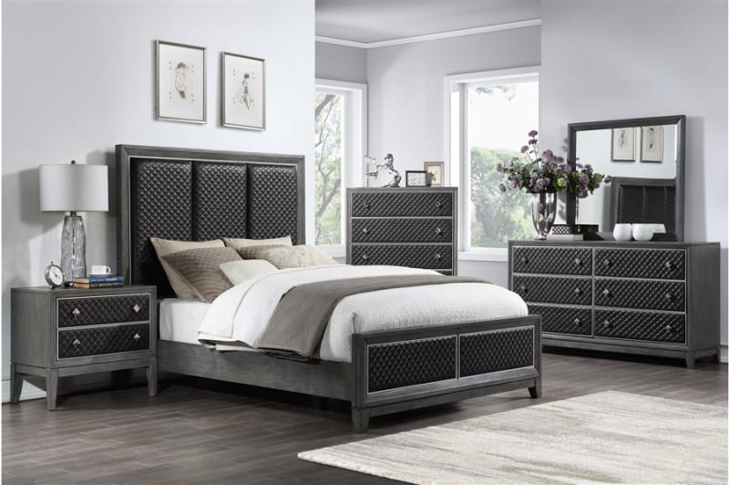 West End Queen Bed in Gray Finish by Home Elegance - HEL-1566GY-1
