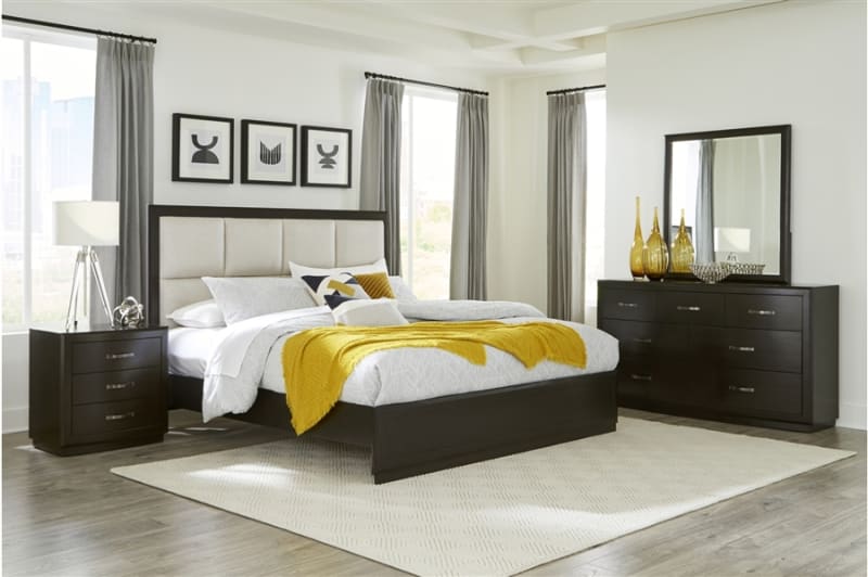 Hodgin Queen Bed in Dark Charcoal Finish by Home Elegance - HEL-1575-1