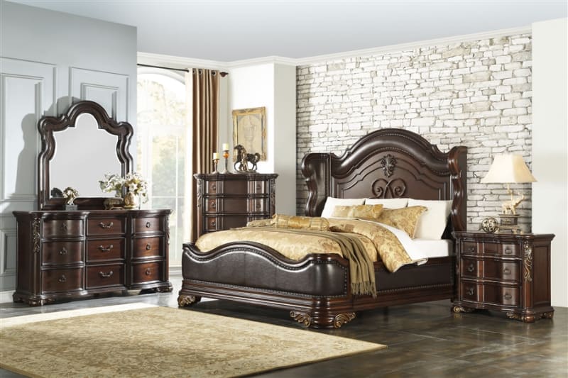 Royal Highlands 6 Piece Bedroom Set in Rich Cherry by Home Elegance - HEL-1603-1-4