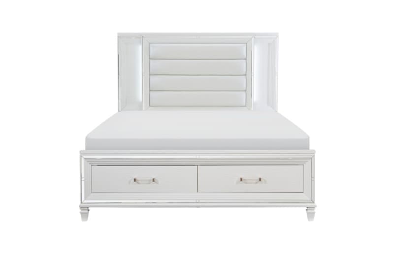 Tamsin Queen Bed in White Metallic by Home Elegance - HEL-1616W-1