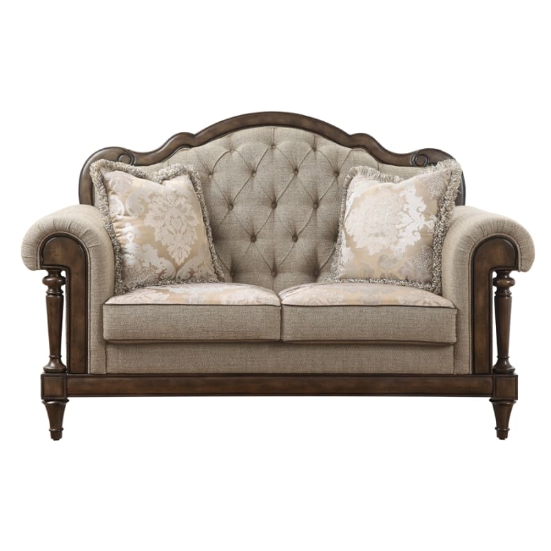 Heath Court Love Seat in Brown by Home Elegance - HEL-16829-2