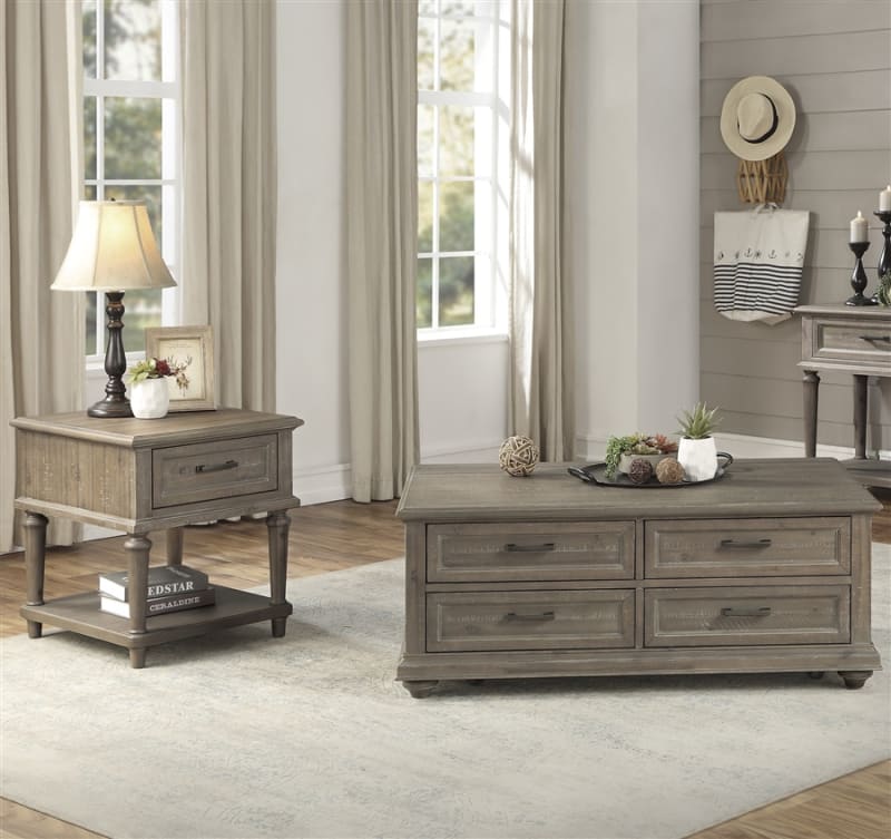 Cardano 2 Piece Occasional Table Set in Driftwood Light Brown by Home Elegance - HEL-1689BR-30