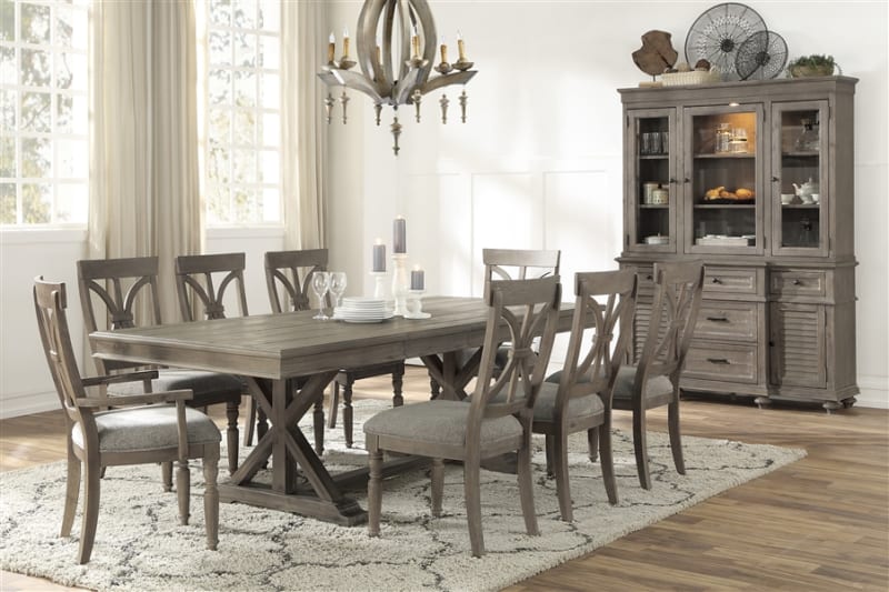 Cardano 7 Piece Dining Set in Driftwood Light Brown by Home Elegance - HEL-1689BR-96-7