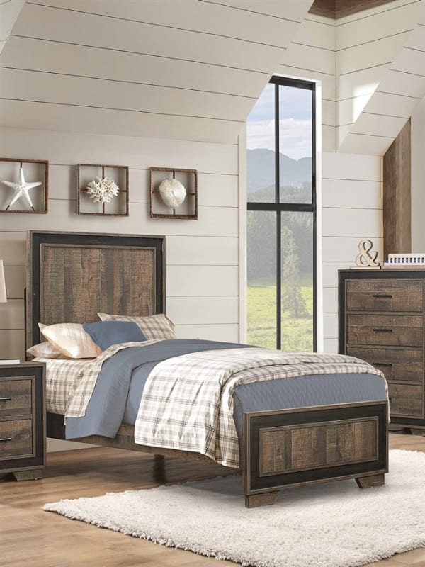 Ellendale Twin Bed in 2-Tone Finish by Home Elegance - HEL-1695T-1