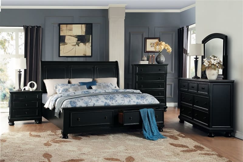 Laurelin 6 Piece Bedroom Set in Black by Home Elegance - HEL-1714BK-1-4