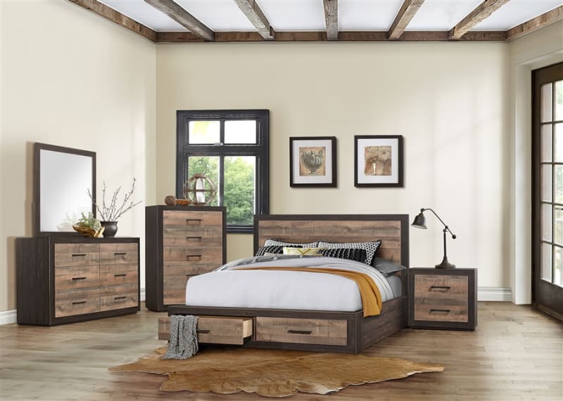 Miter 6 Piece Bedroom Set in 2-Tone by Home Elegance - HEL-1762-1-4