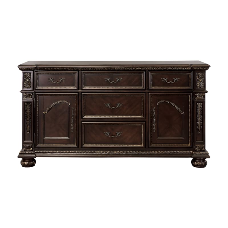 Catalonia Traditional Storage Server with Drawers in Dark Cherry Finish by Home Elegance - HEL-1824-55