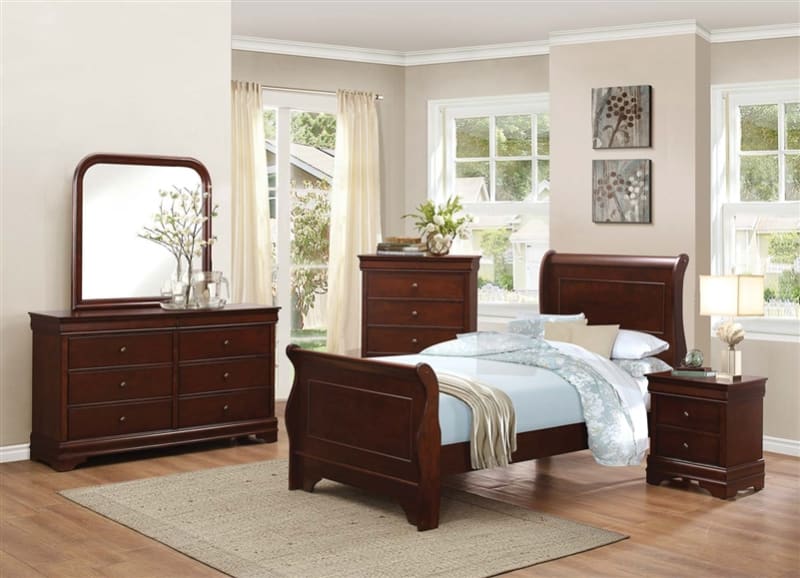 Abbeville 4 Piece Youth Bedroom Set in Brown Cherry by Home Elegance - HEL-1856T-1-4