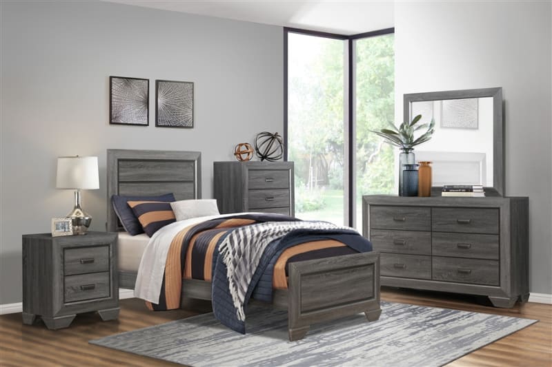 Beechnut 4 Piece Youth Bedroom Set in Gray Finish by Home Elegance - HEL-1904TGY-1-4