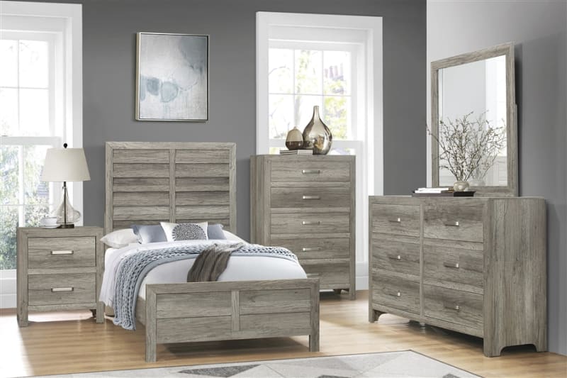 Mandan 4 Piece Youth Bedroom Set in Weathered Gray Finish by Home Elegance - HEL-1910GYT-1-4