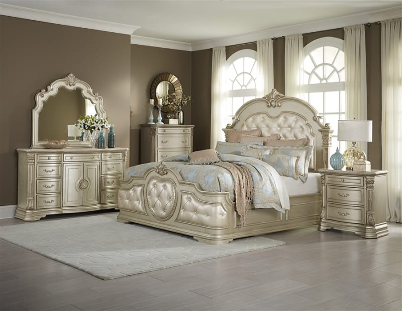 Antoinetta 6 Piece Bedroom Set in Champagne by Home Elegance - HEL-1919NC-1-4