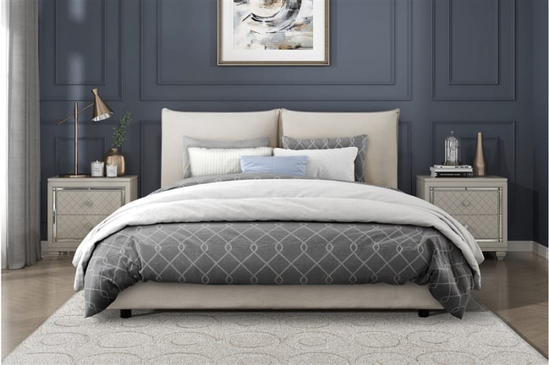 Linna Queen Bed in Beige Finish by Home Elegance - HEL-1930-1
