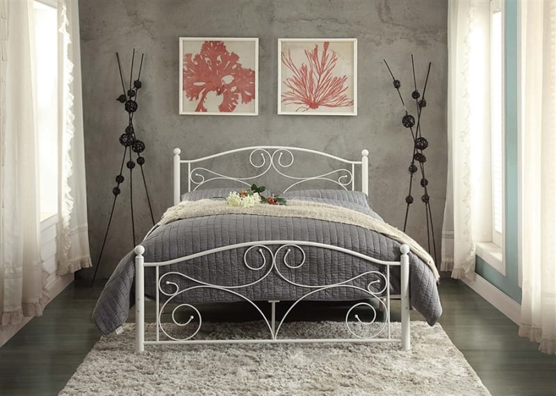 Pallina Full Metal Platform Bed in White by Home Elegance - HEL-2021FW-1