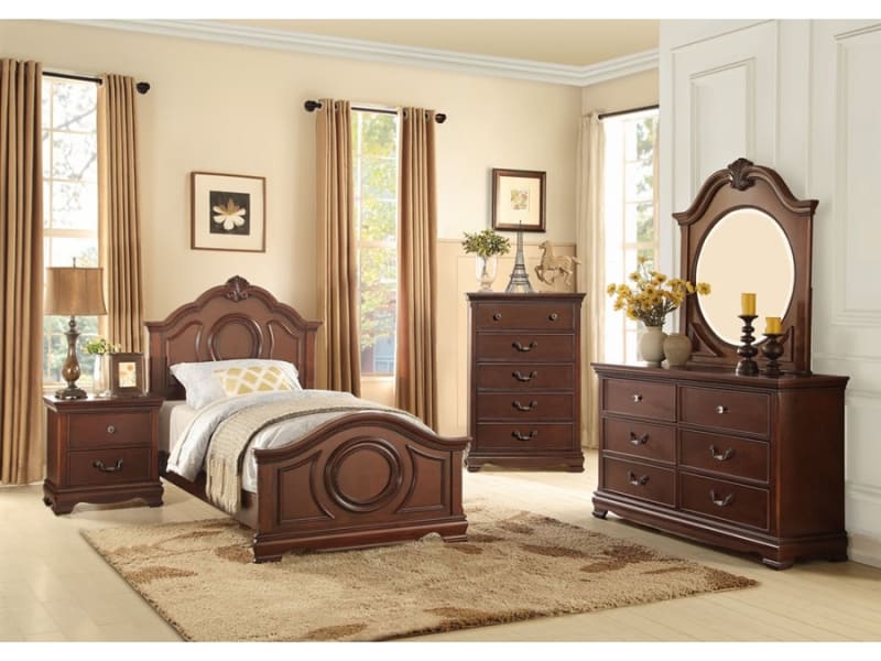 Lucida 4 Piece Youth Bedroom Set in Cherry by Home Elegance - HEL-2039TC-1-4